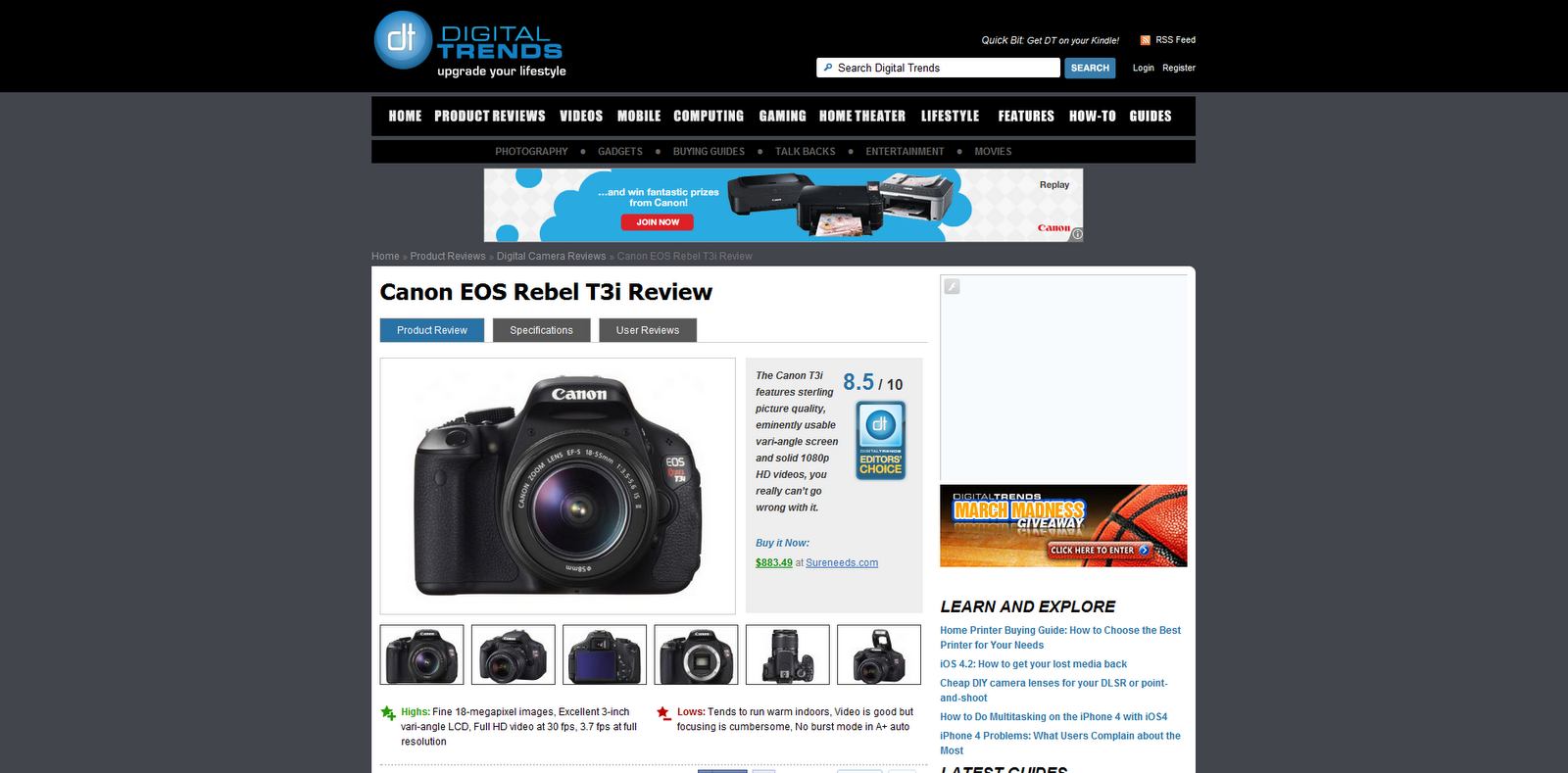 canon eos rebel t3i review